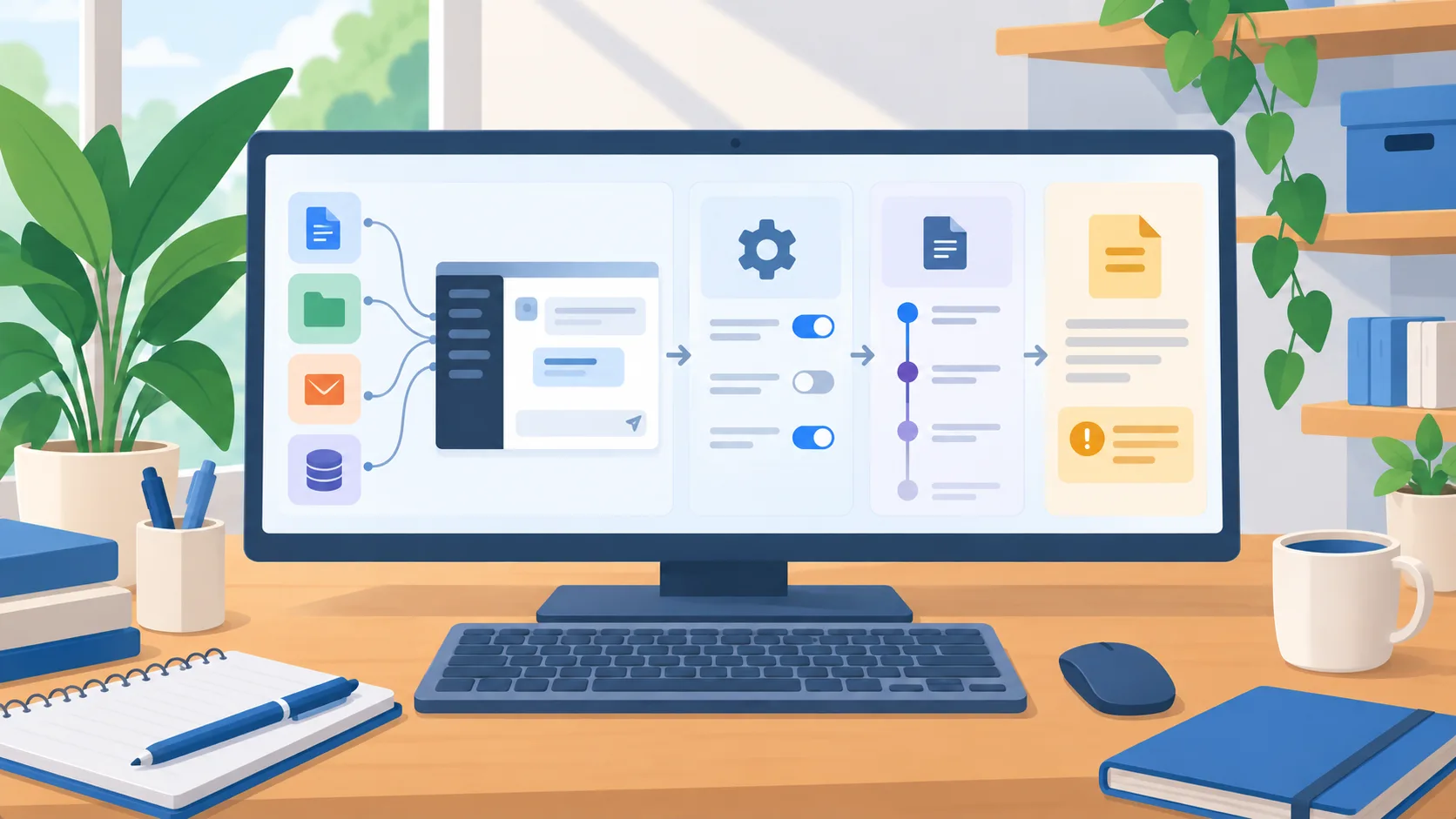 Checklist connecting a unified AI interface to policy settings and retention review